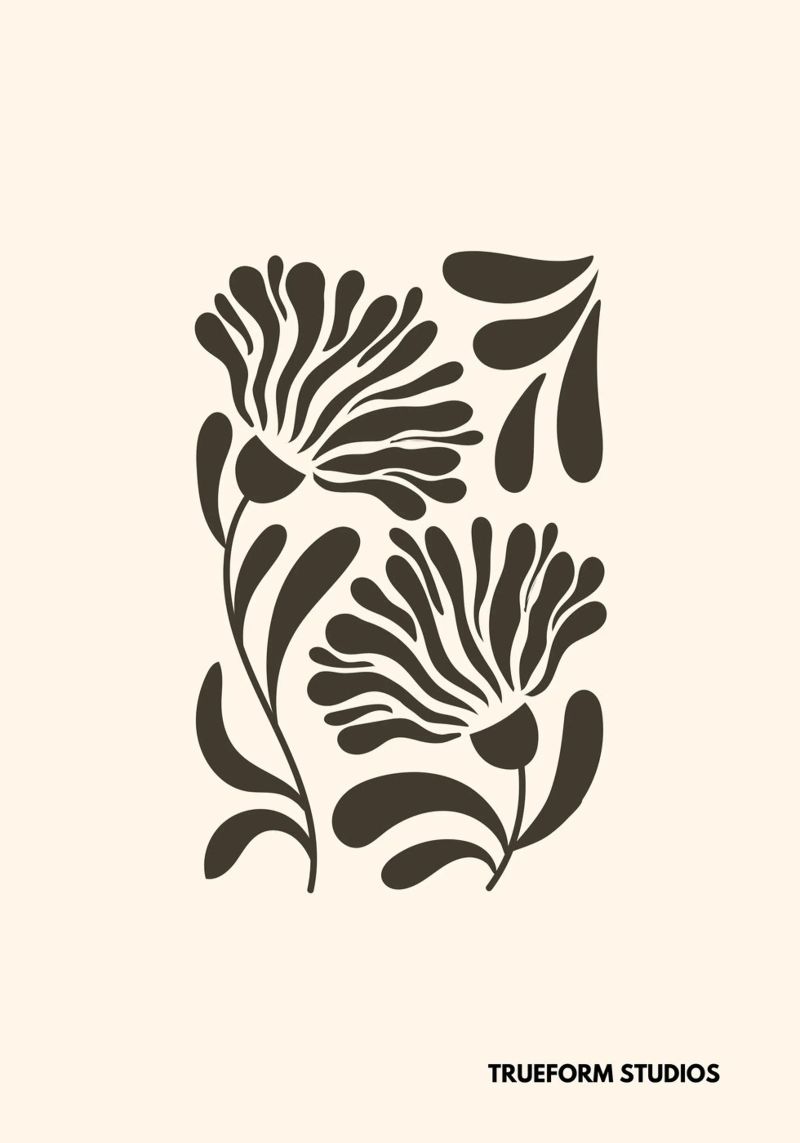 Earthy Blooms | Brown & Beige Floral Art Print Poster von PrintCessStudio
