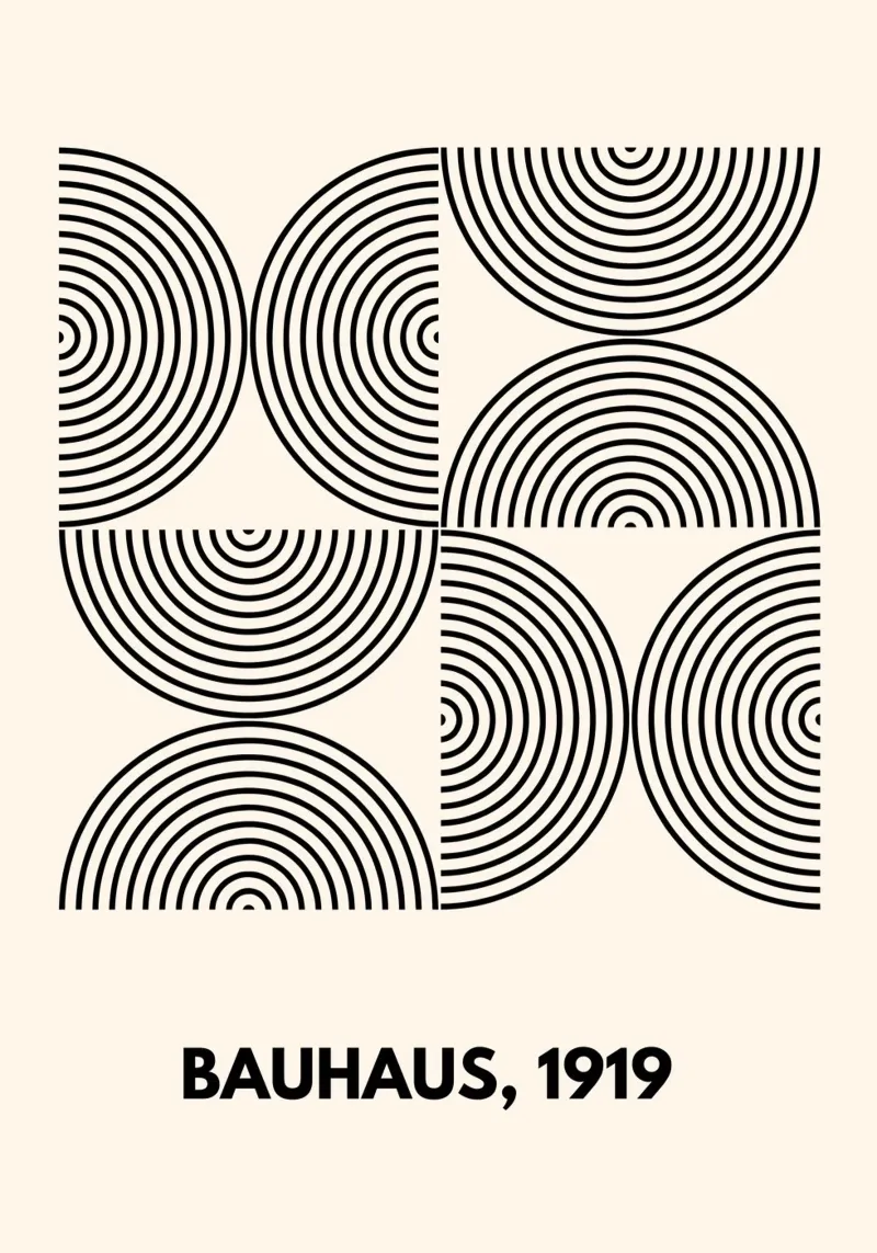 Bauhaus Curves | Black & White Abstract Print pellicola backlit da PrintCessStudio