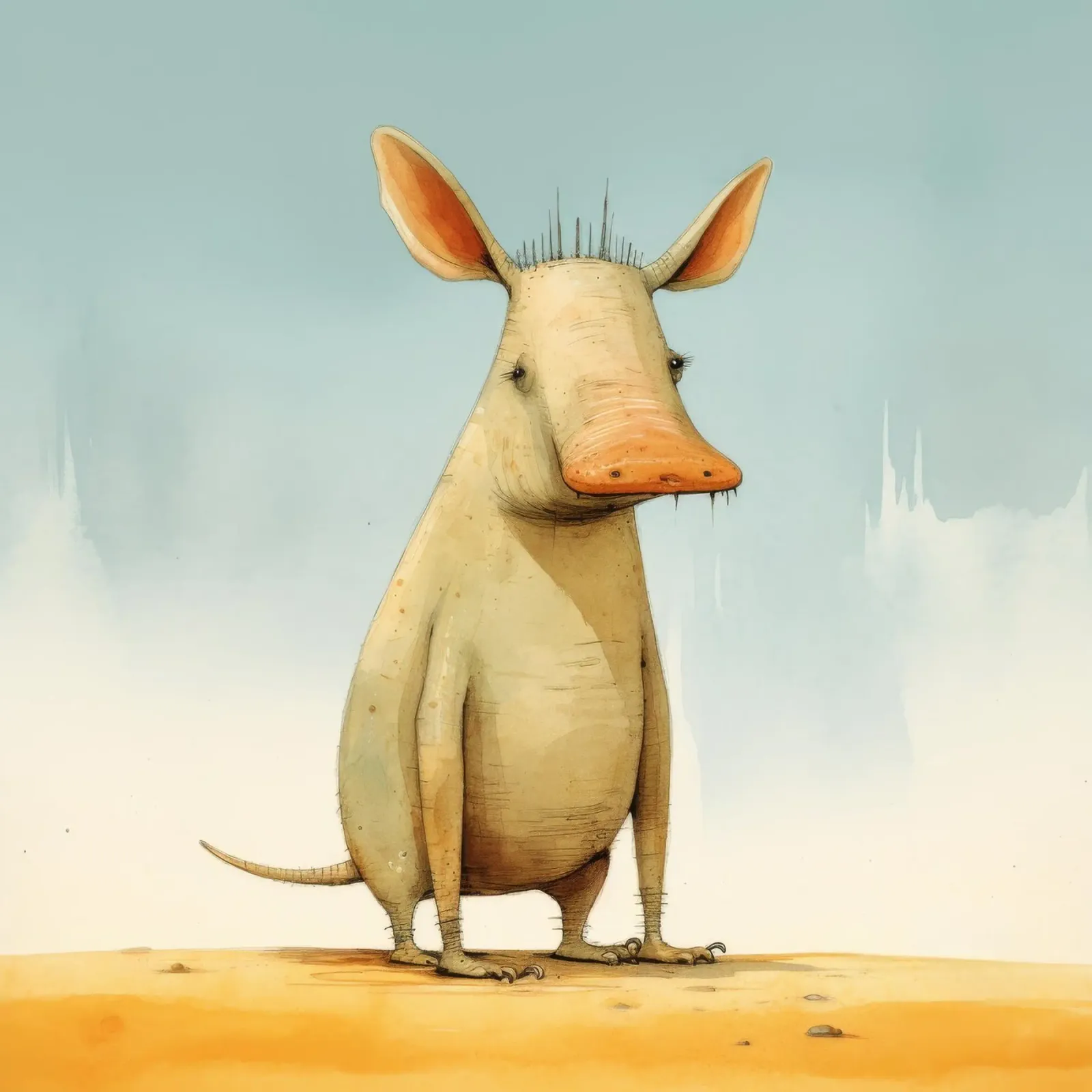 Minimal Aardvark 1 canvas by Minimal Animal Art