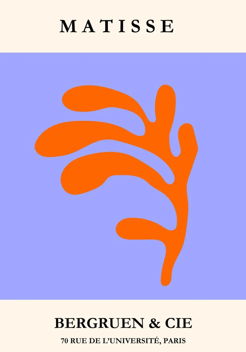 Blue & Orange | Matisse-Inspired Abstract Art Print carta hahnemühle da PrintCessStudio