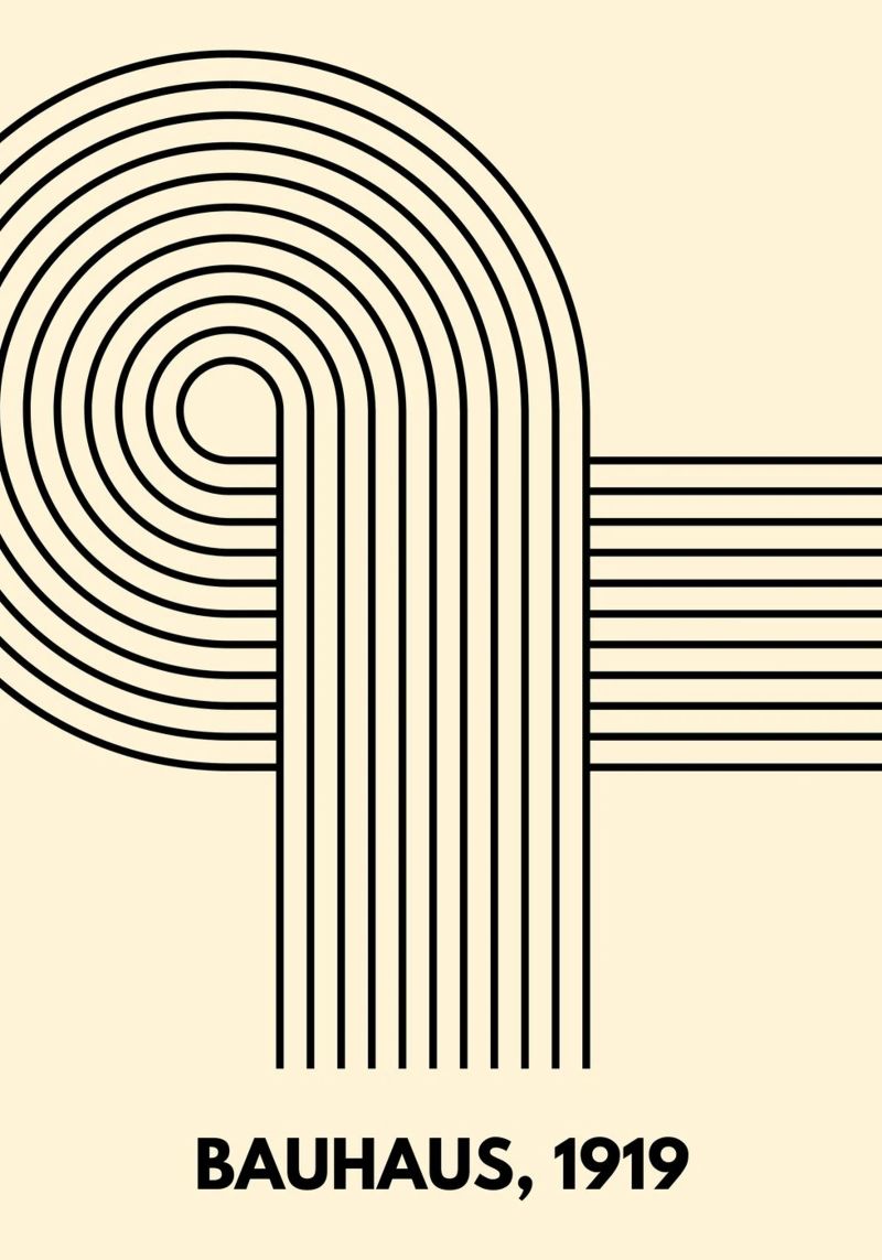 Bauhaus Curve Pattern | Black & White Abstract Print poster da PrintCessStudio