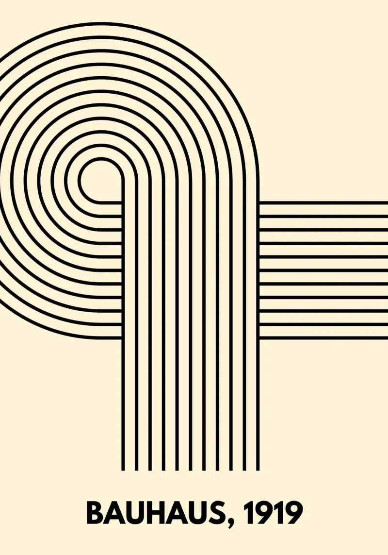 Bauhaus Curve Pattern | Black & White Abstract Print hahnemühle de PrintCessStudio