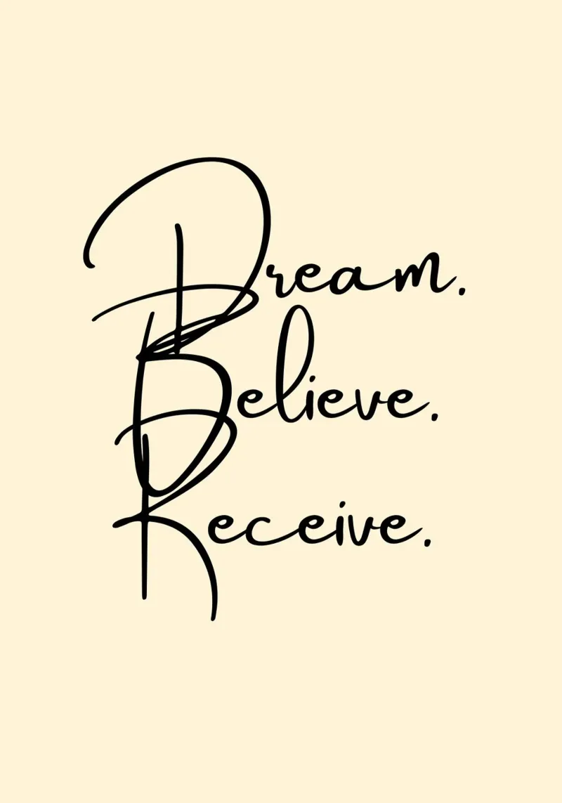 Dream, Believe, Receive | Handwritten Typography Print pellicola backlit da PrintCessStudio
