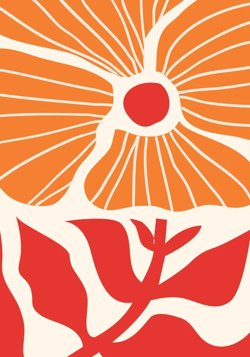 Abstract Poppies | Modern Orange & Red Art Print pannello forex da PrintCessStudio