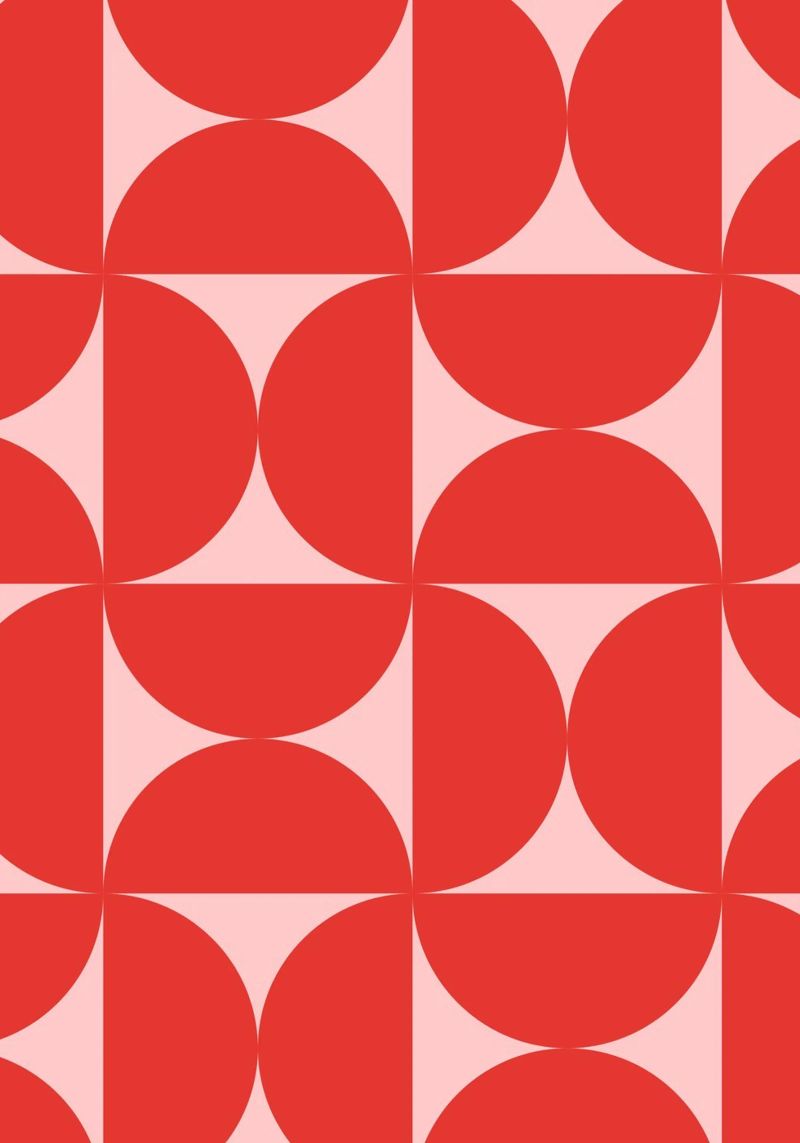 Sharp Shapes | Bold Pink & Red 70s-Inspired Art Print pellicola backlit da PrintCessStudio