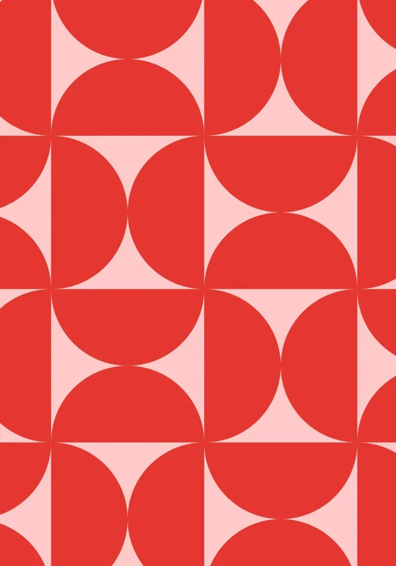 Sharp Shapes | Bold Pink & Red 70s-Inspired Art Print pellicola backlit da PrintCessStudio