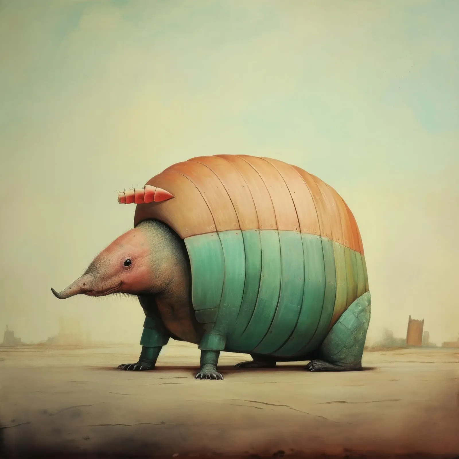 Armadillo minimale 3 pellicola backlit da Minimal Animal Art