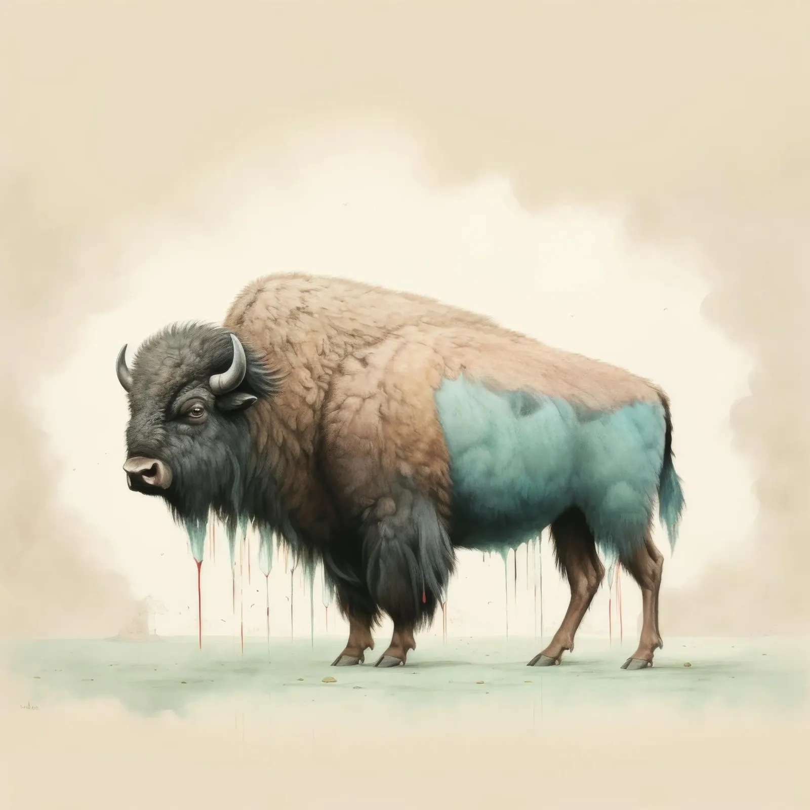 Bisonte mínimo 2 lámina retroiluminada de Minimal Animal Art