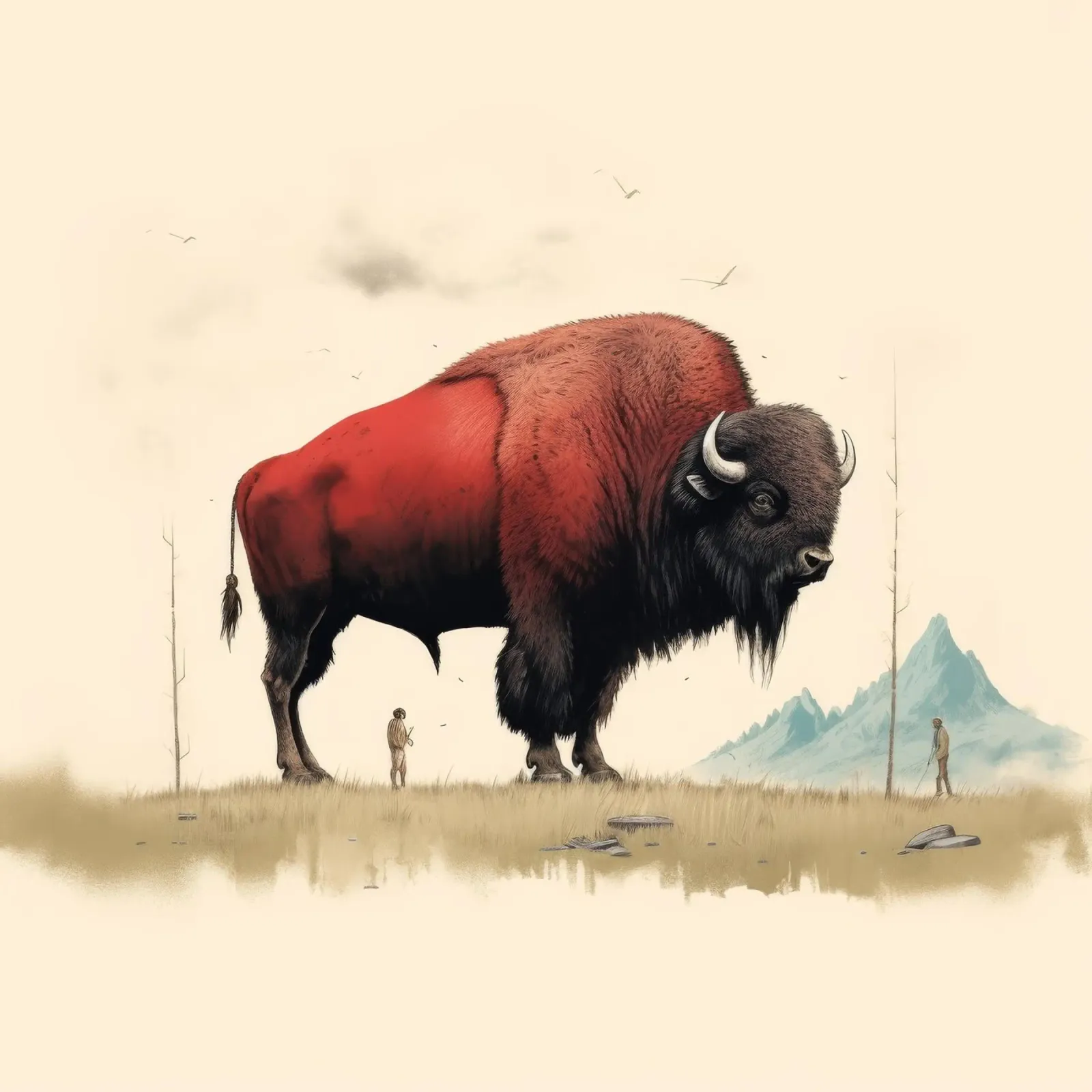 Bisonte minimo 4 alluminio dibond da Minimal Animal Art