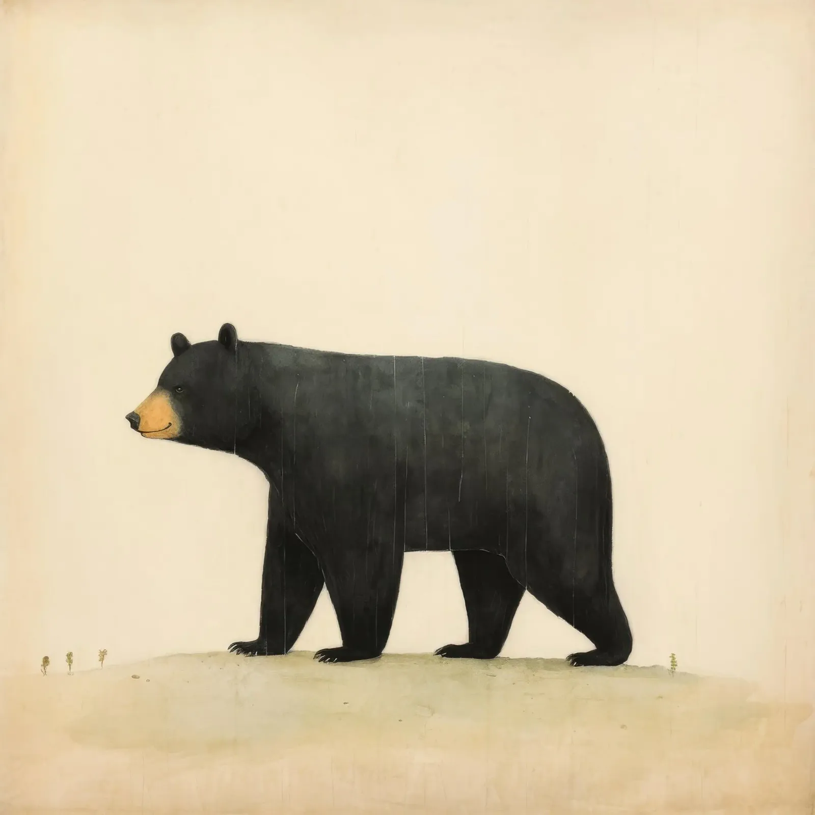 Orso nero minimo 2 pellicola backlit da Minimal Animal Art