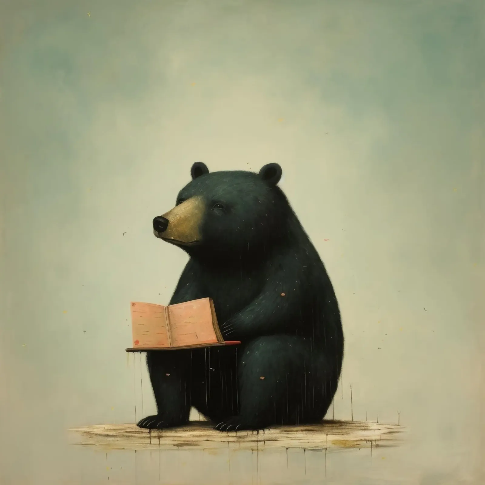 Orso nero minimo 4 pellicola backlit da Minimal Animal Art
