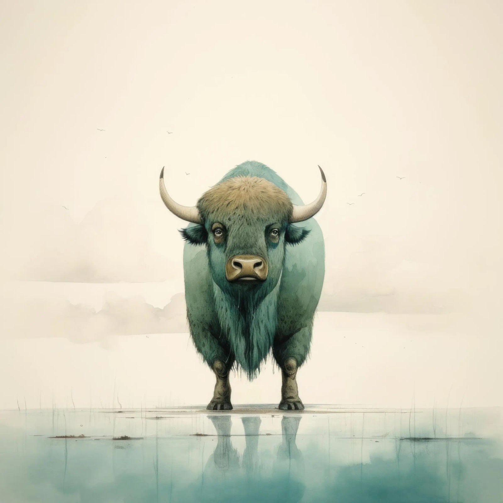 Bufalo minimo 2 pellicola backlit da Minimal Animal Art