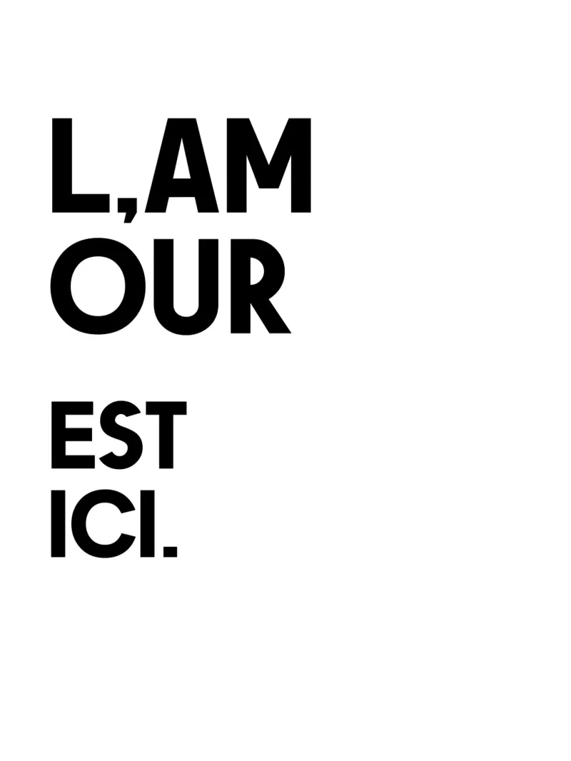 L'Amour Our Est Ici poster con marco de plástico de YV TYPOGRAPHY