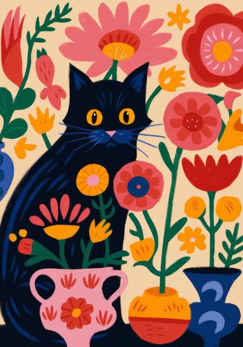 Felino floreale plexiglass da Artie Shifa