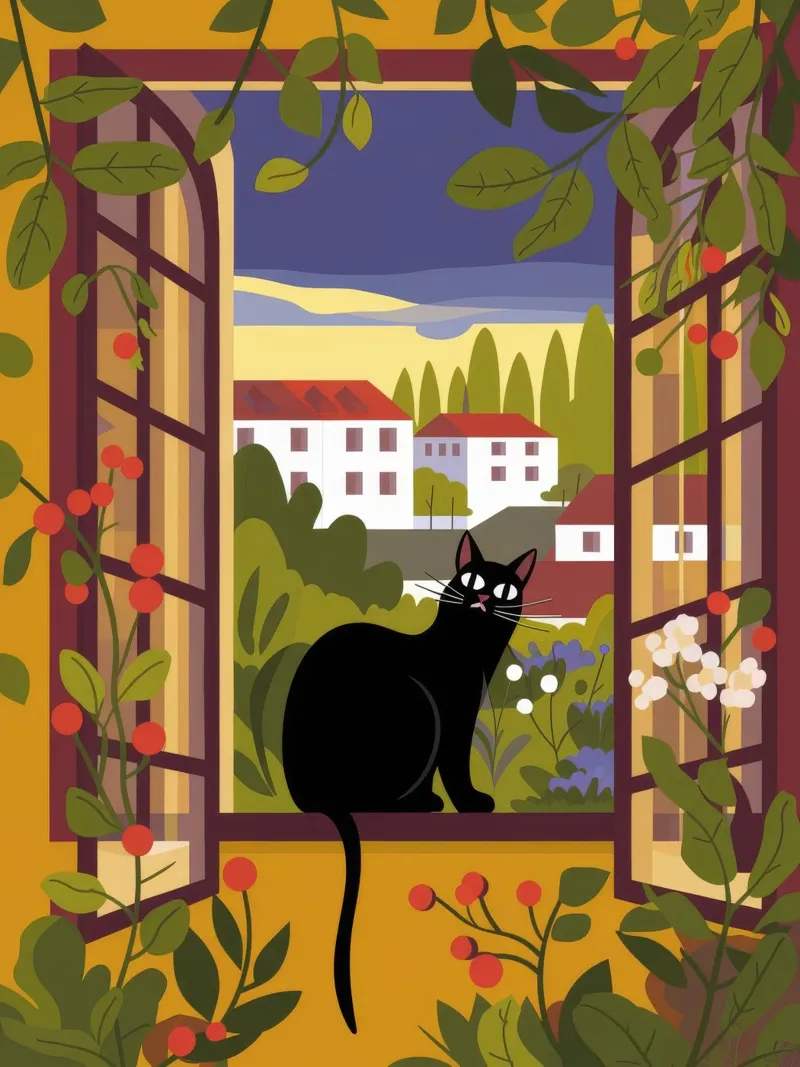 Gatto da giardino tela da Artie Shifa