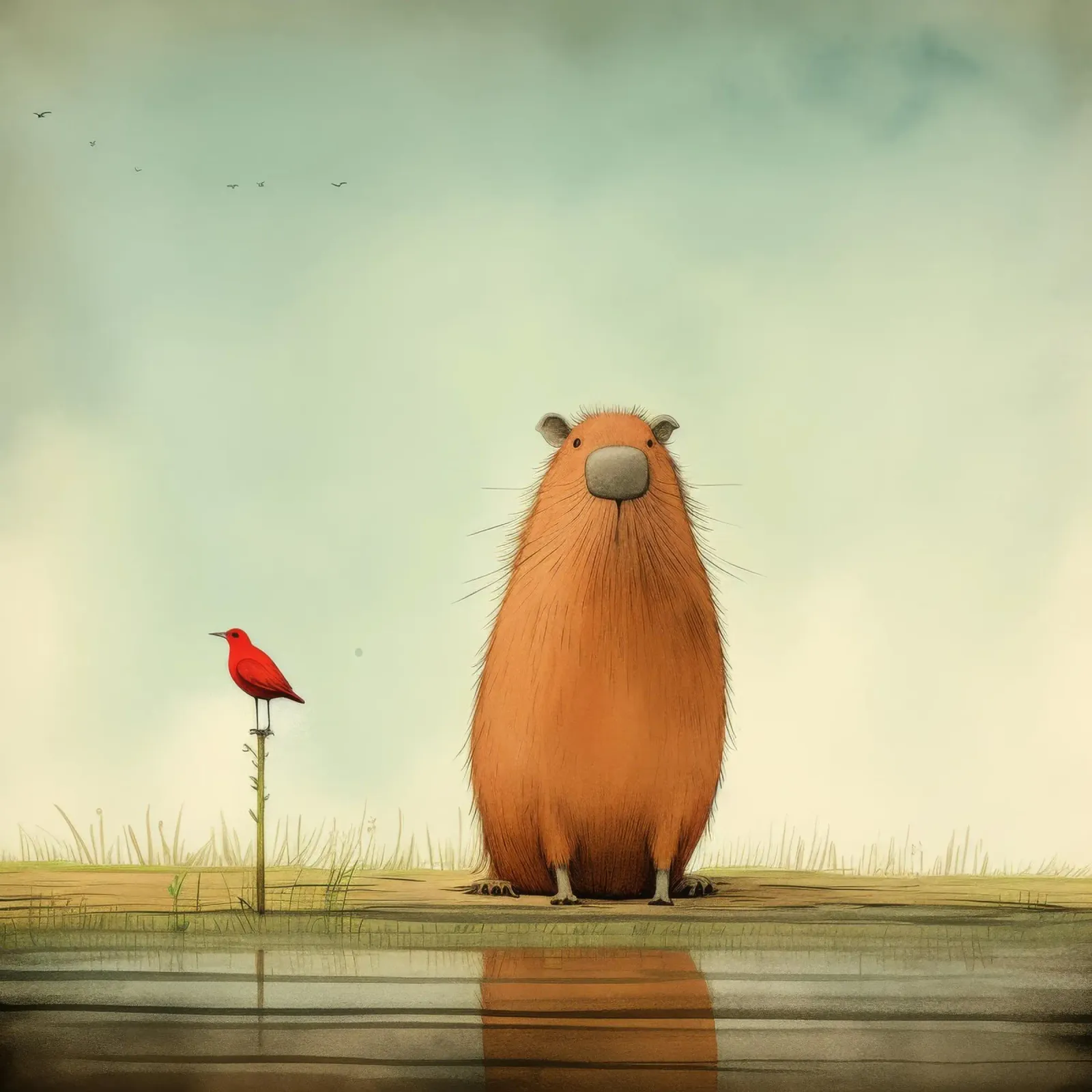 Capibara minimo 2 pellicola backlit da Minimal Animal Art