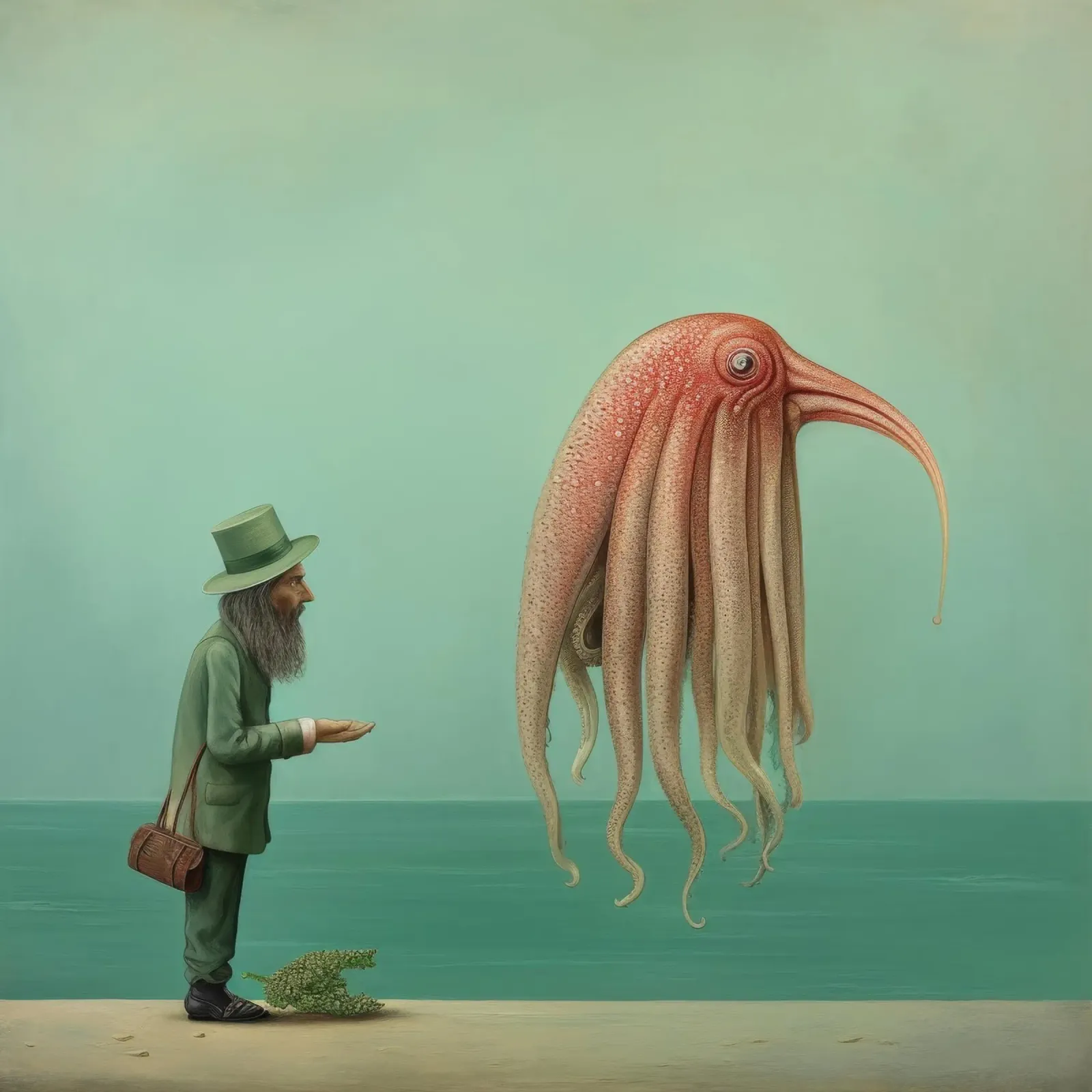 Minimal Cuttlefish 2 canvas by Minimal Animal Art