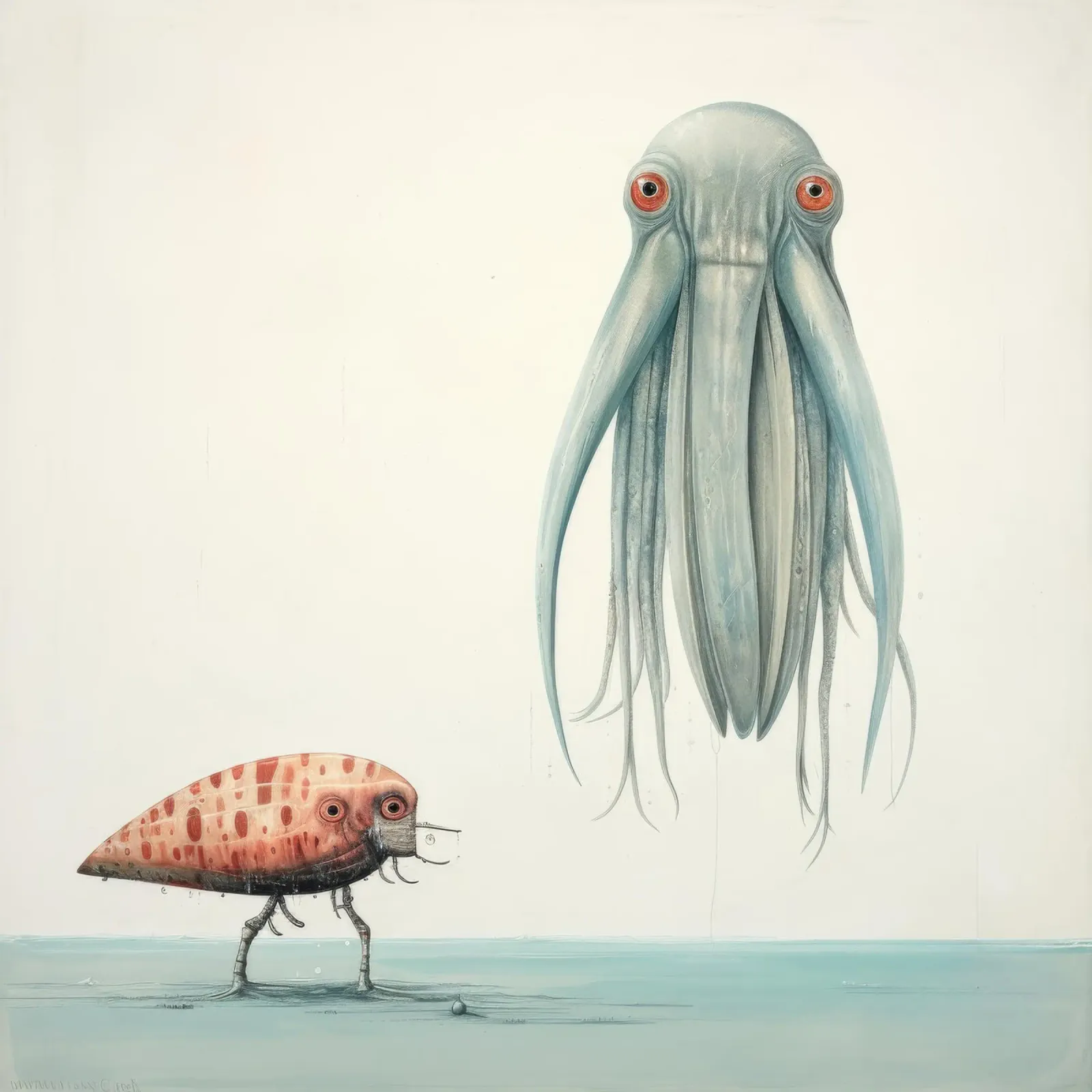 Minimal Cuttlefish 1 alu-dibond by Minimal Animal Art