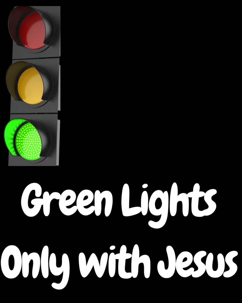 Green lights only with Jesus Tee, Christian apparel, Unisex poster with plastic frame by Lionandlamb