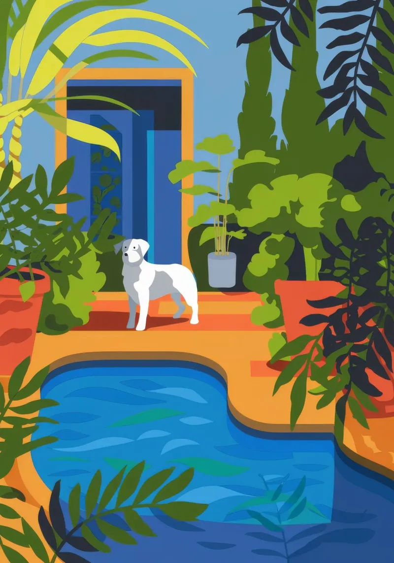 Ruhe am Pool Leinwand mit Schattenfugenrahmen von Artie Shifa