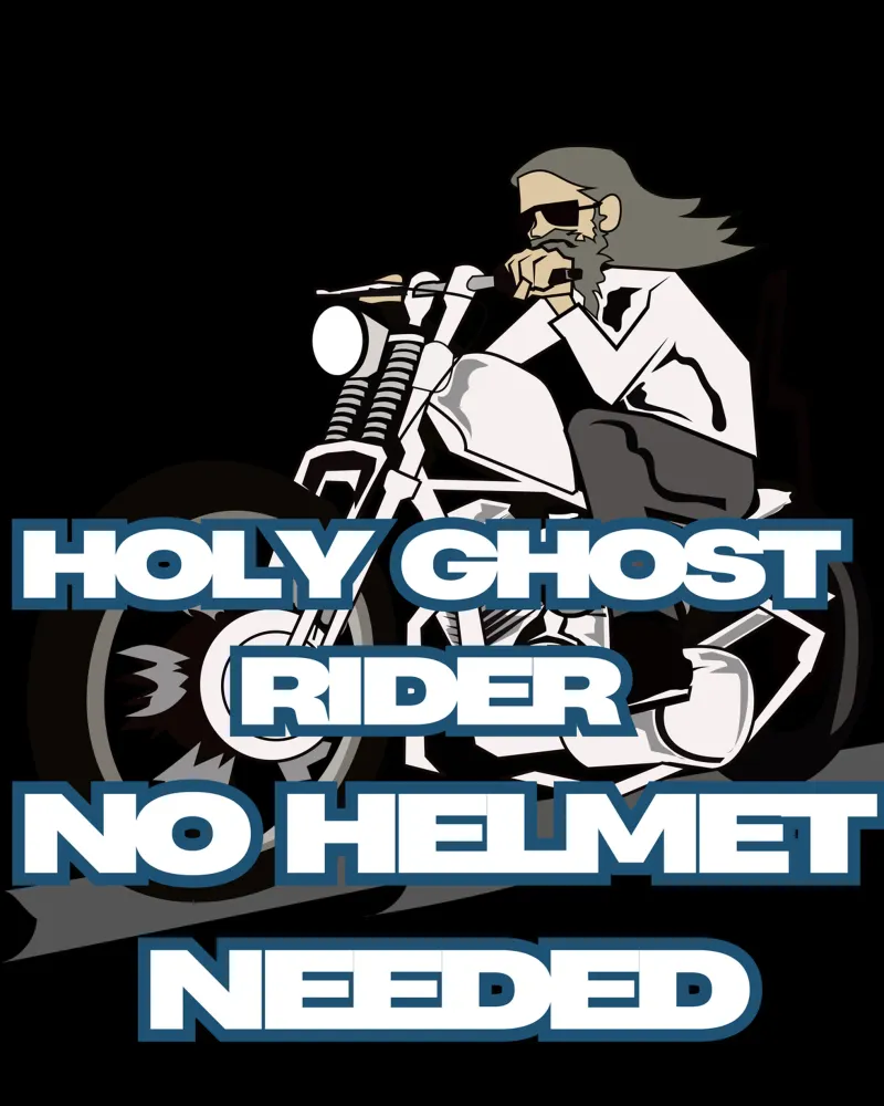 Holy Ghost Rider no helmet Tee Abbigliamento cristiano fedeUnisex poster con telaio in plastica da Lionandlamb