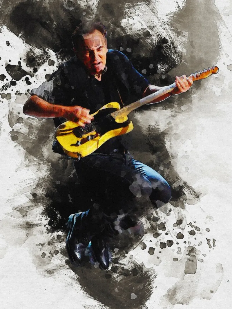 Sbaffo di Bruce Springsteen saltare in concerto pellicola backlit da Gunawan Rb