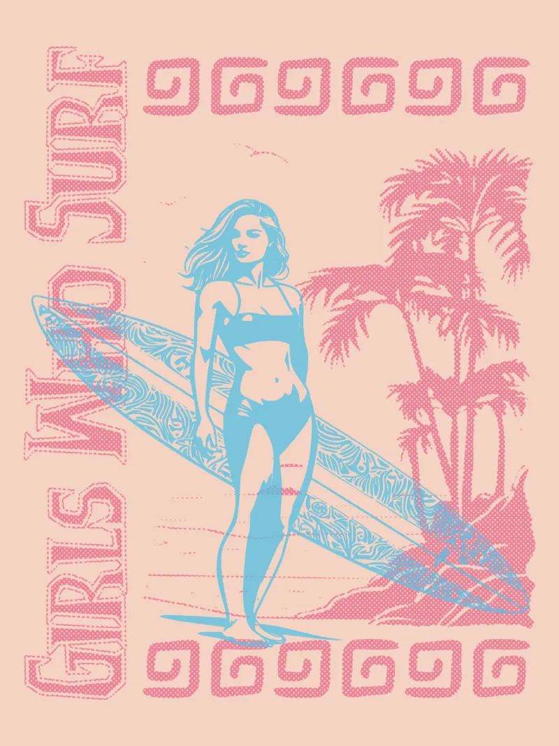 Ragazze che fanno surf in spiaggia pellicola backlit da Gunawan Rb