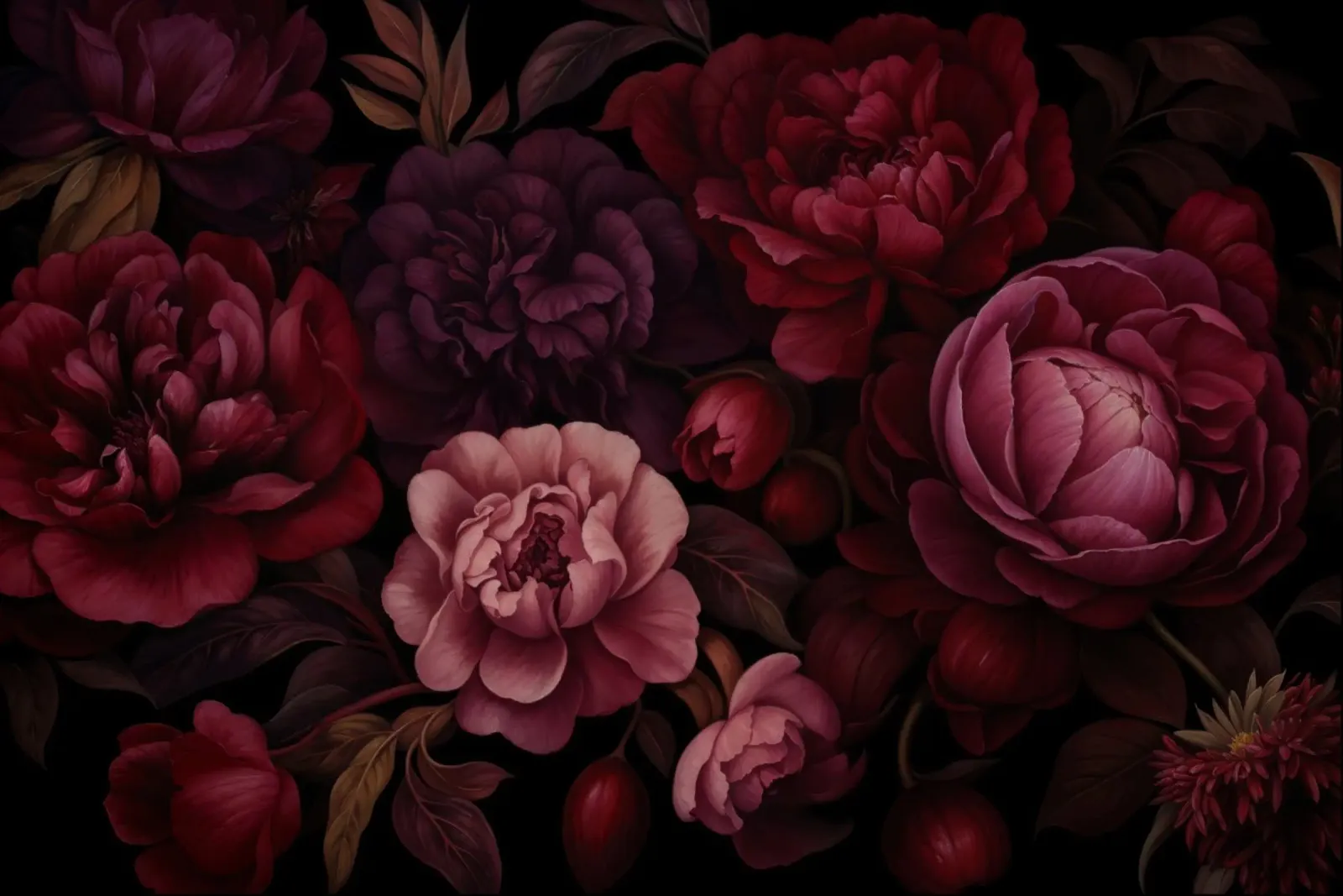 Grandezza vittoriana Fiori grandi rosso borgogna pellicola backlit da Andrea Haase Floral Passion