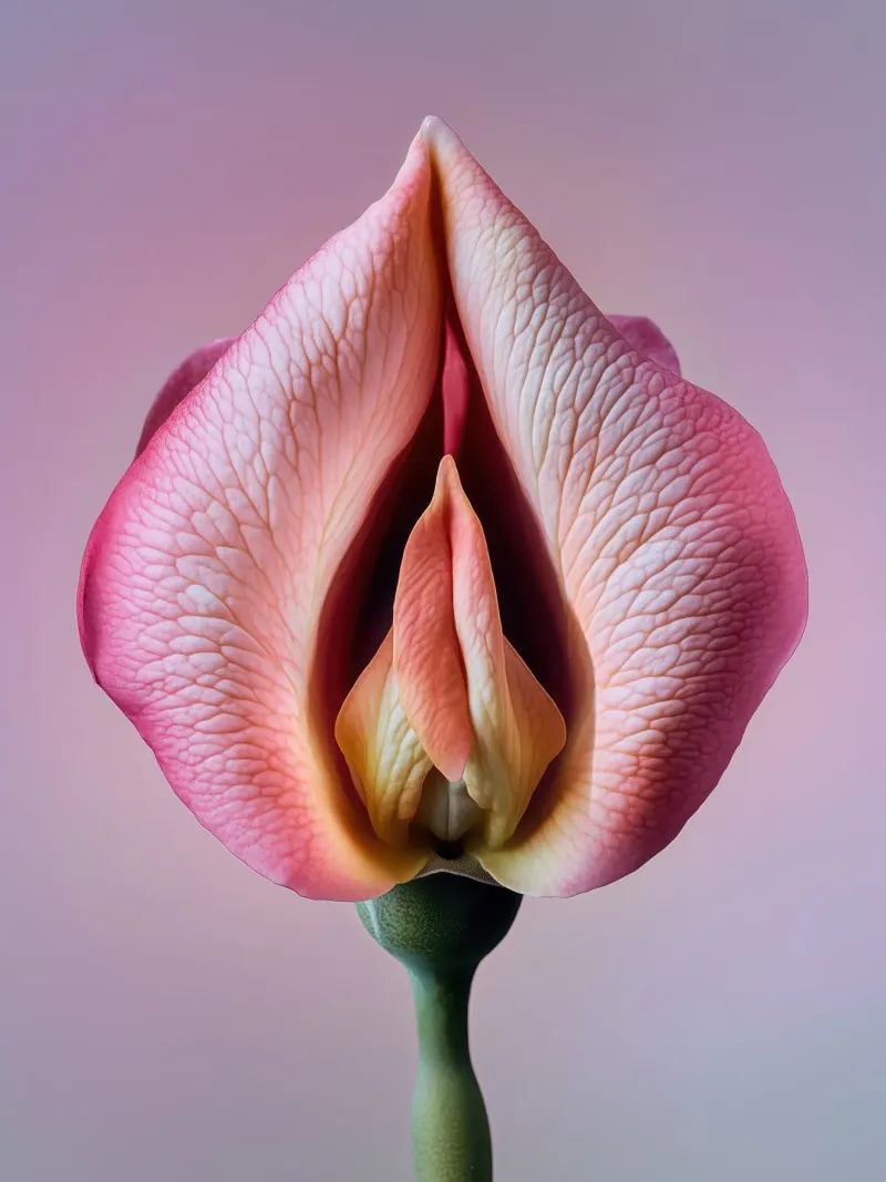 Orchidea erotica per gli amanti dei fiori poster con telaio in legno da Autofocus