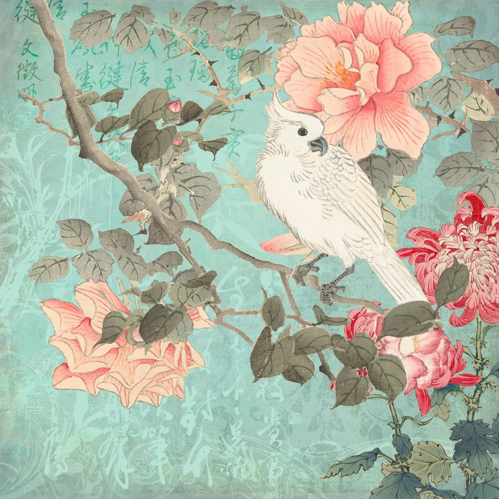 Giardino dei cacatua cinesi pellicola backlit da Andrea Haase Vintage World