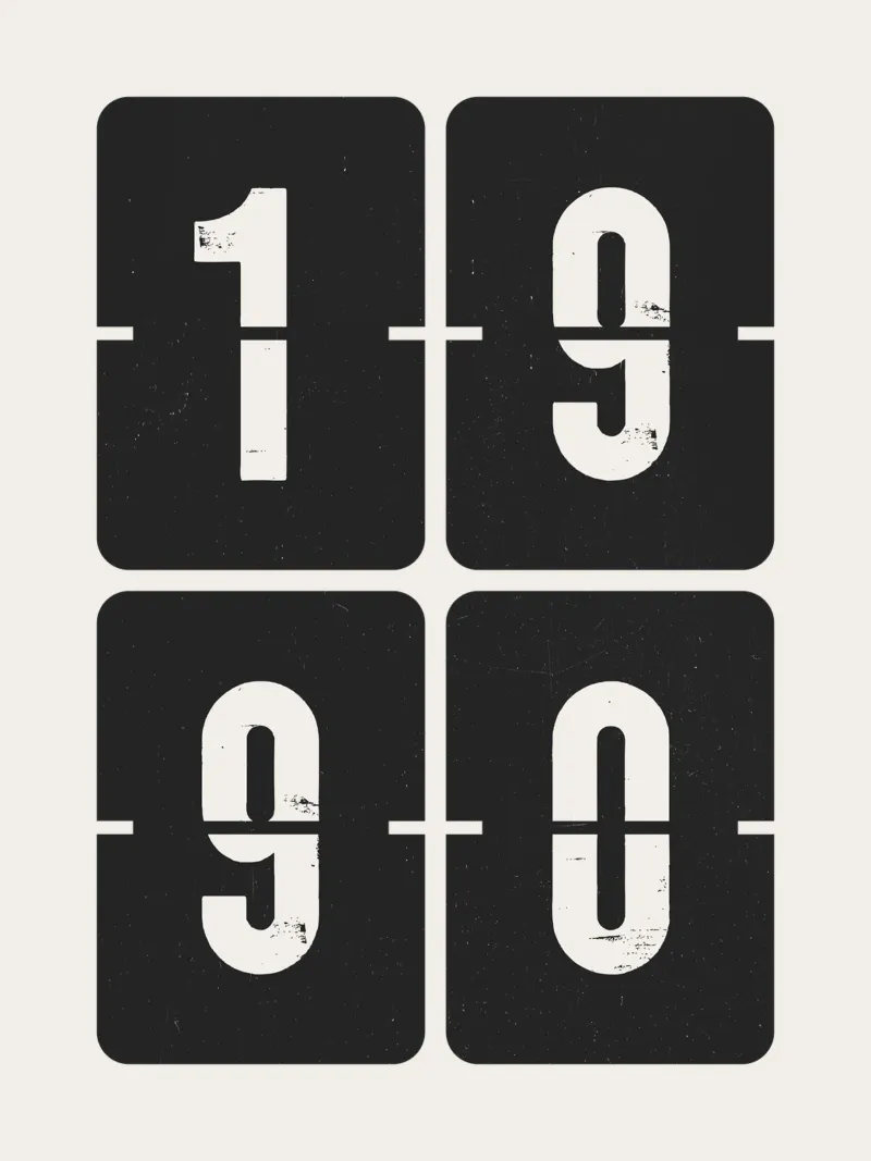 1990 Jaar canvas van Vintagrafica