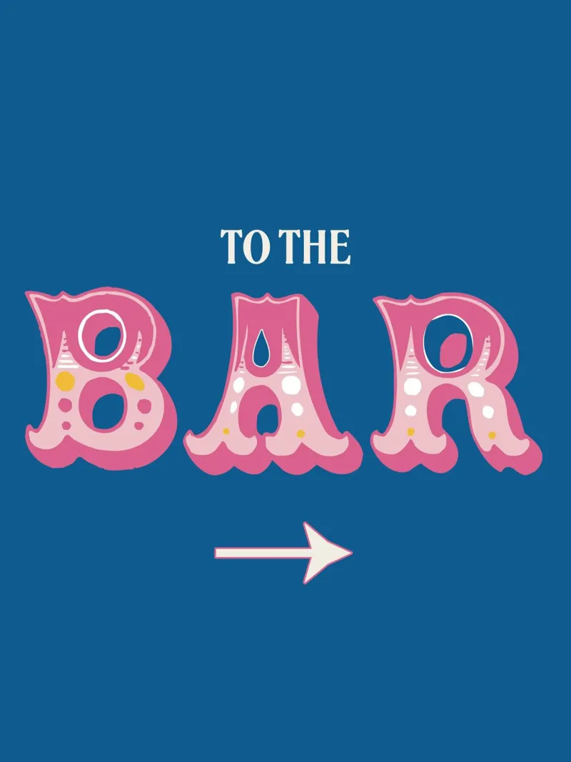 To The Bar, Sign, Western Typography Quote canvas with Floater frame by Peaches Art Prints