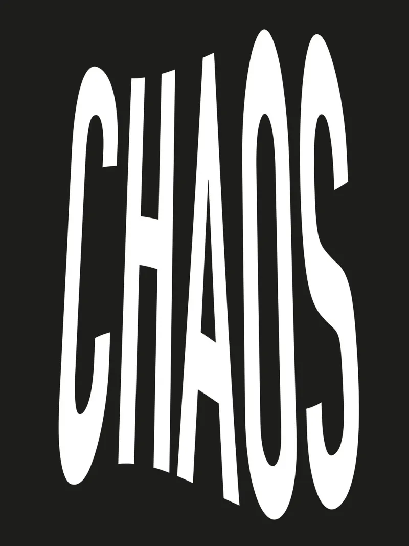 Chaos Schwarz Weiß Zitat Typografie Leinwand von Peaches Art Prints