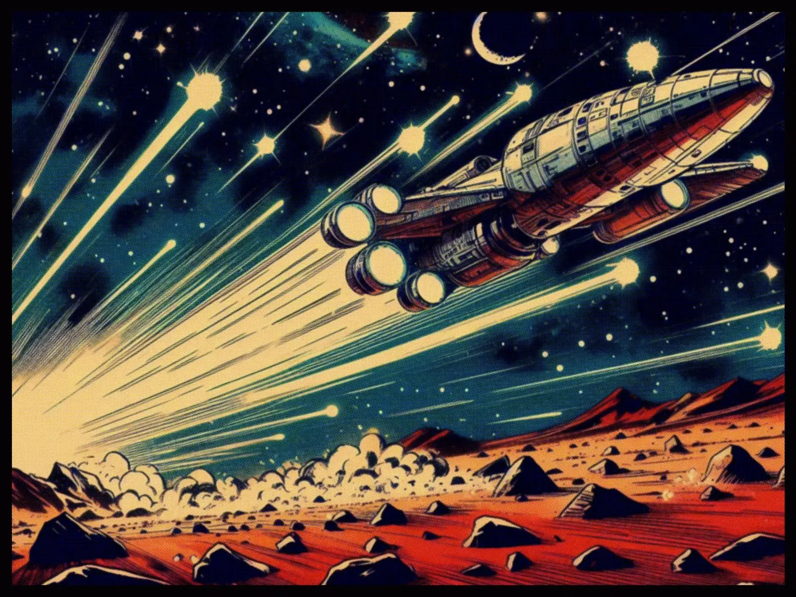Spaceship - Vintage poster print acrylic glass by posterprints-by-nomad