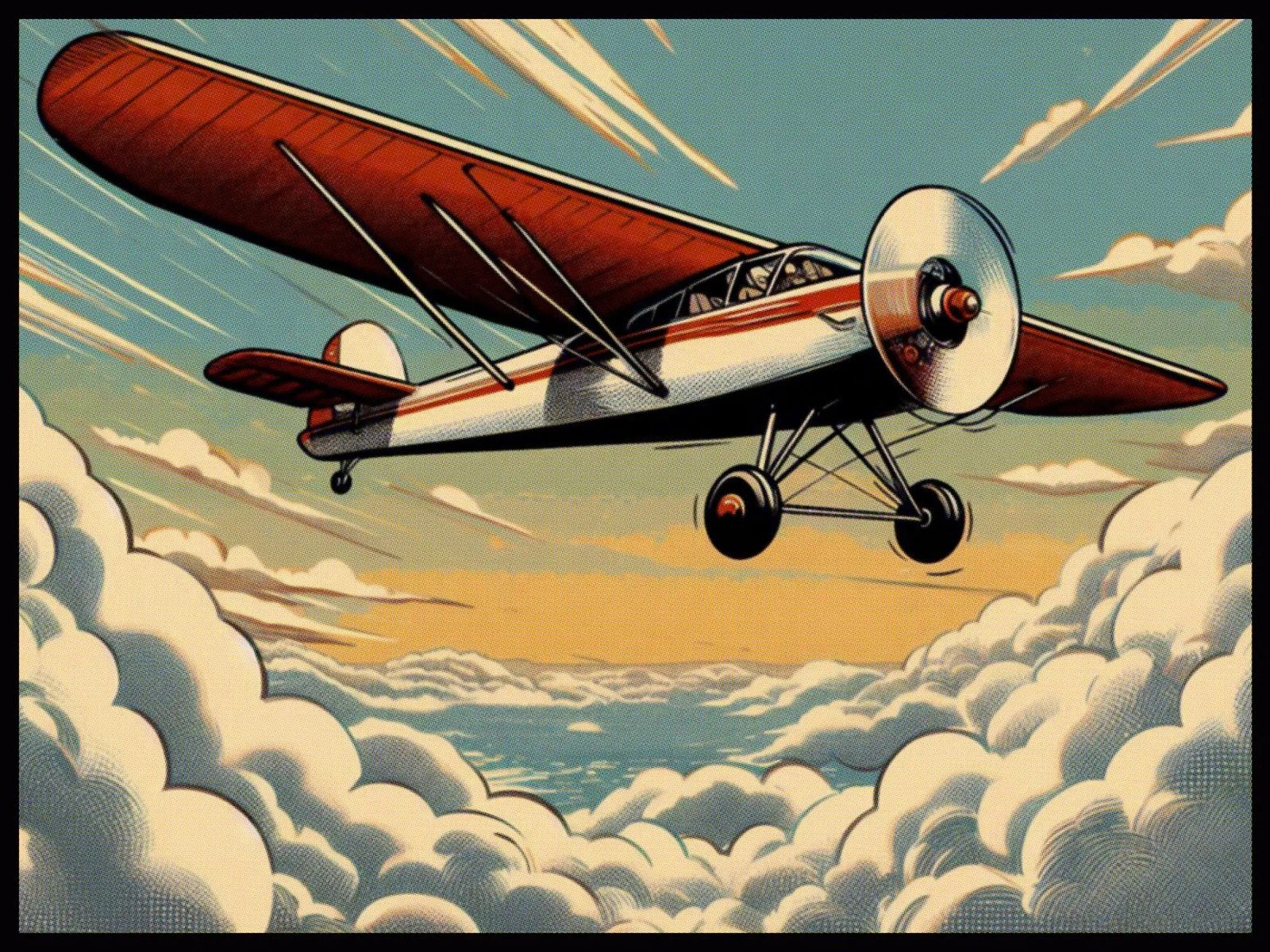 Airplane in clouds - Vintage Posterdruck poster by posterprints-by-nomad