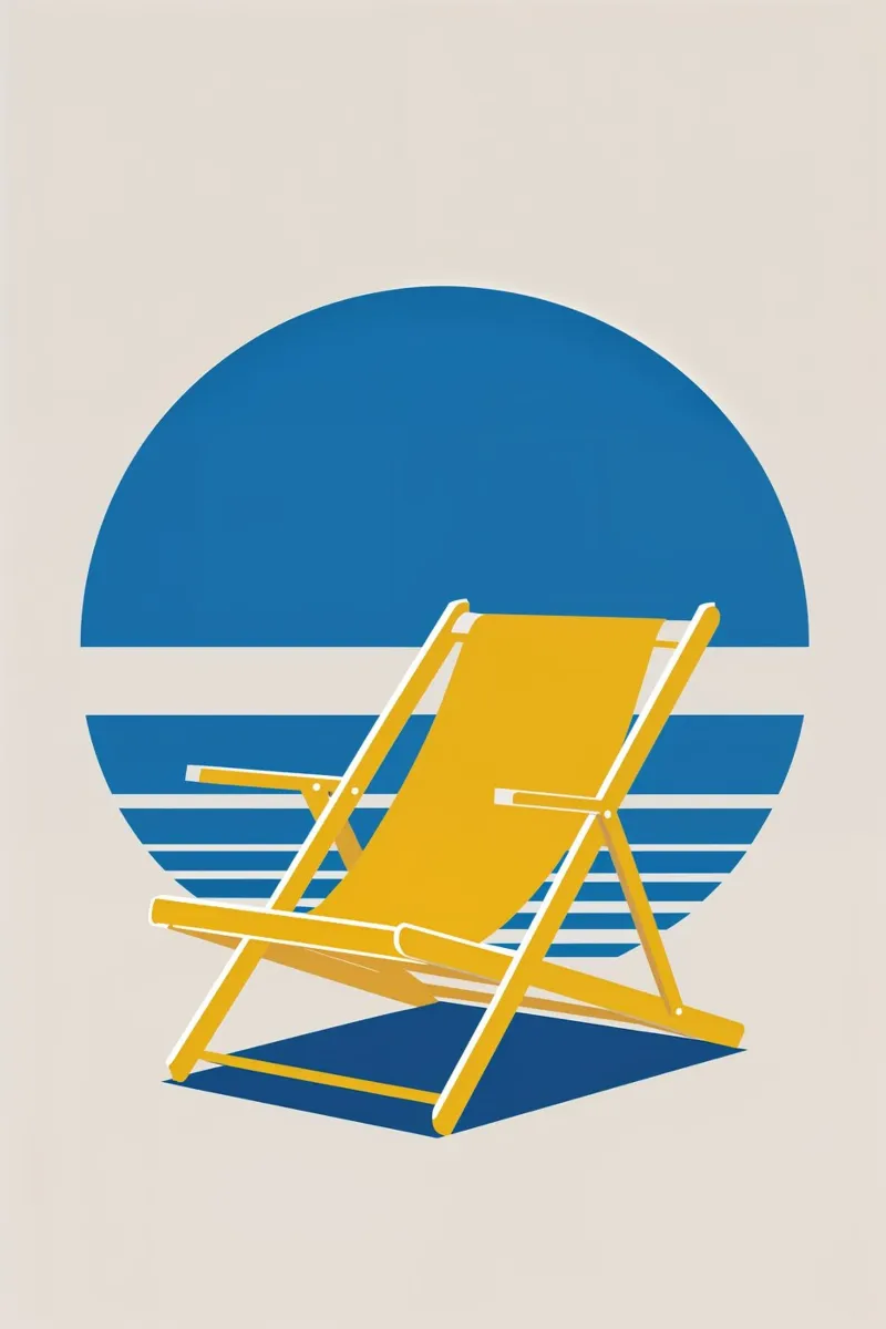 Graphic Art of a Sylt Beach Chair at Sunset poster con telaio in alluminio da AlbertKlee