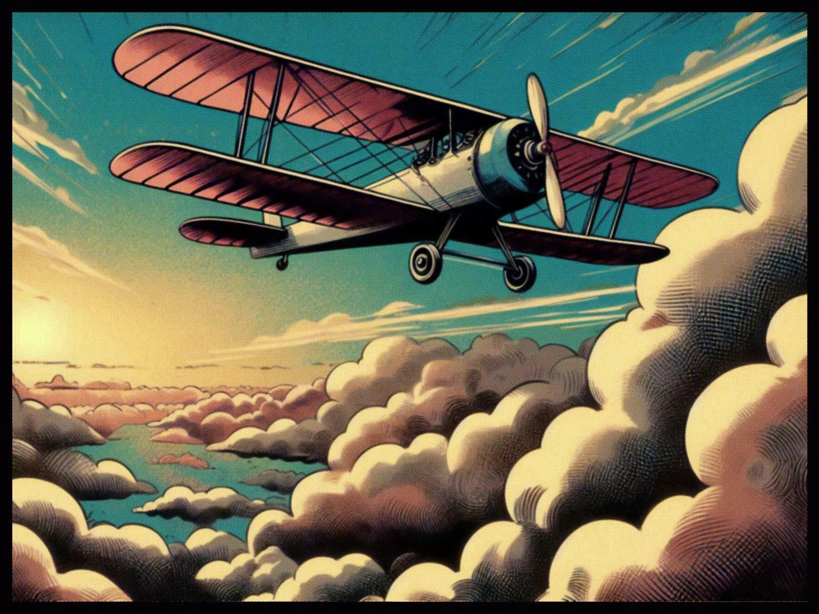Airplane in clouds - Vintage Posterdruck poster by posterprints-by-nomad
