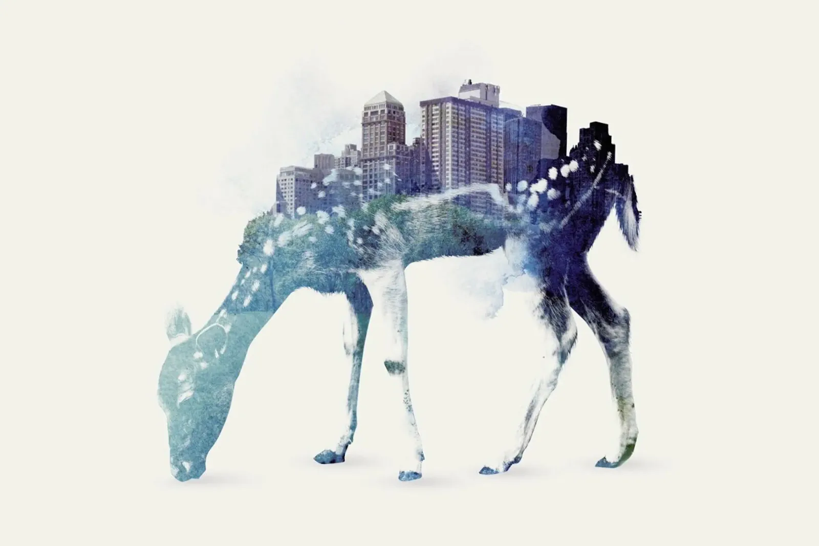 City Deer poster met aluminium frame van Róbert Farkas