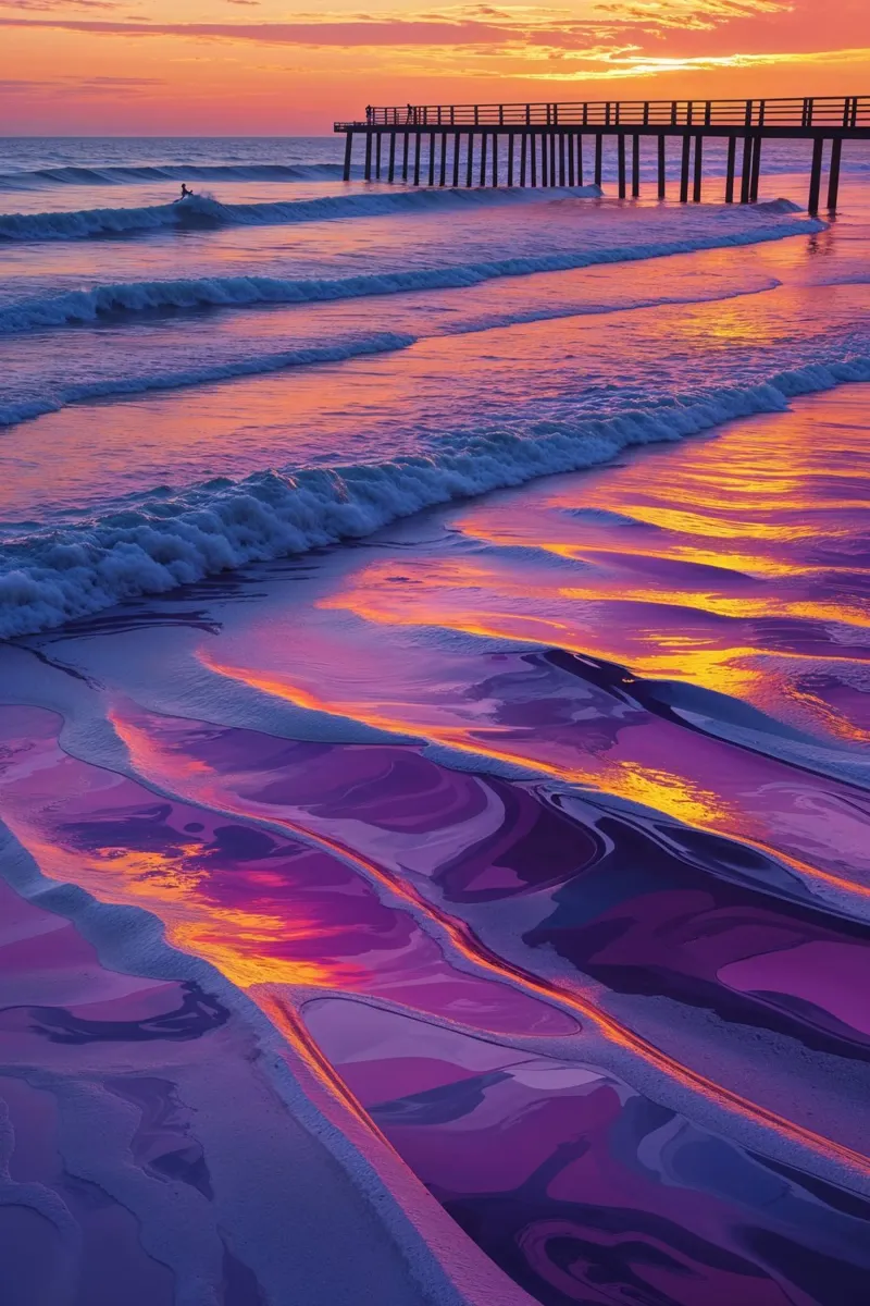 Westerland Shoreline in Vibrant Abstract poster da AlbertKlee