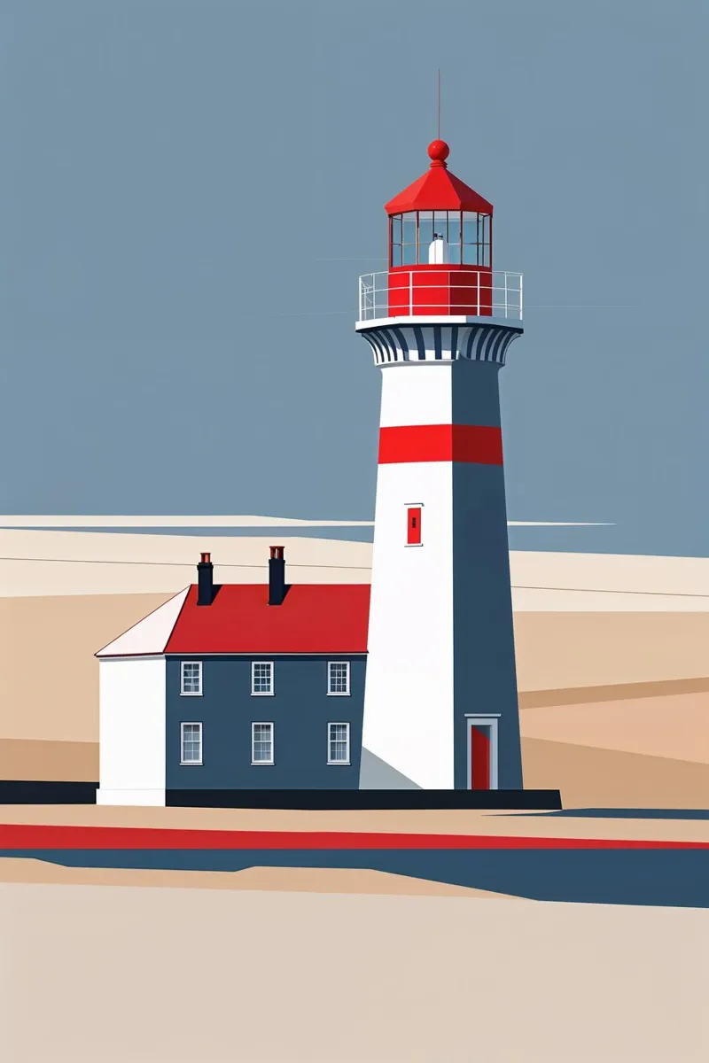 Abstract Lighthouse of Hörnum in Coastal Hues alluminio dibond da AlbertKlee