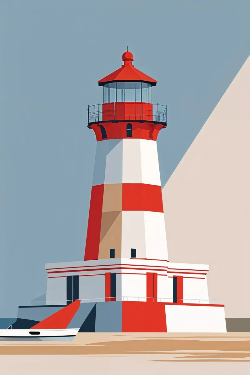 Sylt’s Hörnum Lighthouse in Modernist Abstraction carta hahnemühle da AlbertKlee
