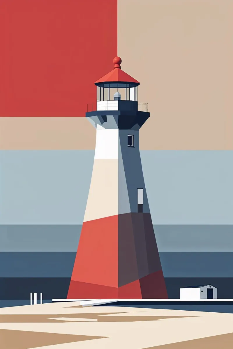Stylized Hörnum Lighthouse in a Timeless Composition poster da AlbertKlee