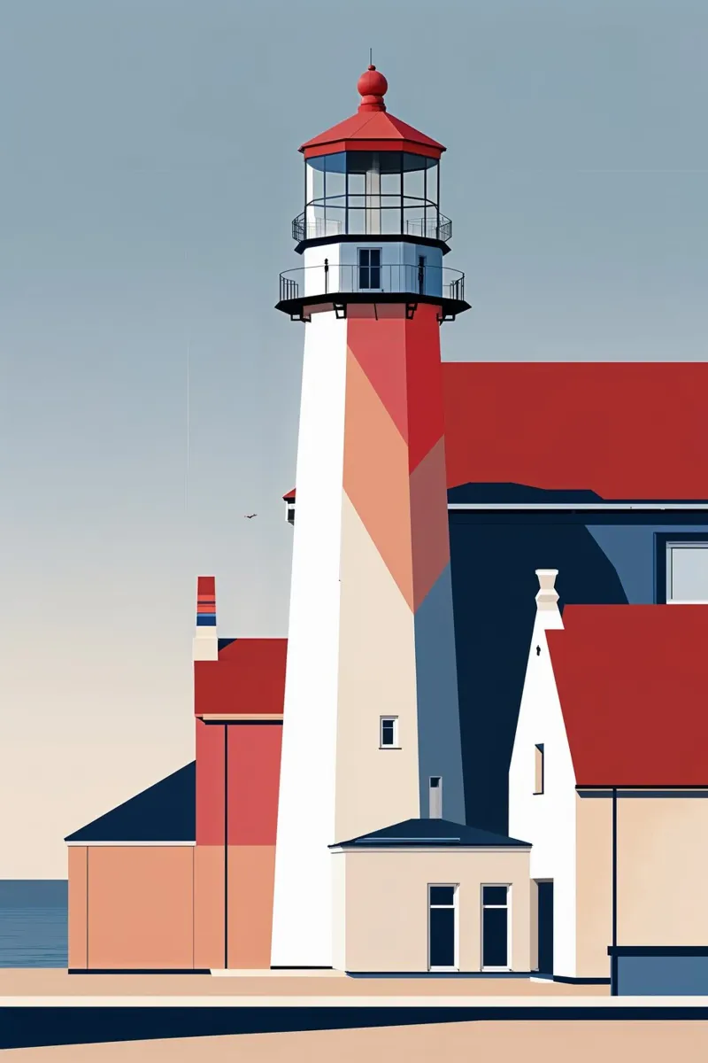 Abstract Hörnum Lighthouse with Architectural Depth pannello forex da AlbertKlee