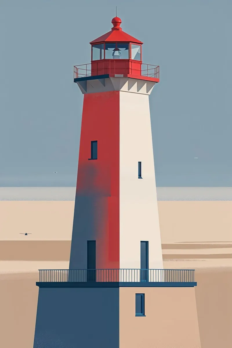 Abstract Hörnum Lighthouse in a Coastal Color Scheme carta hahnemühle da AlbertKlee