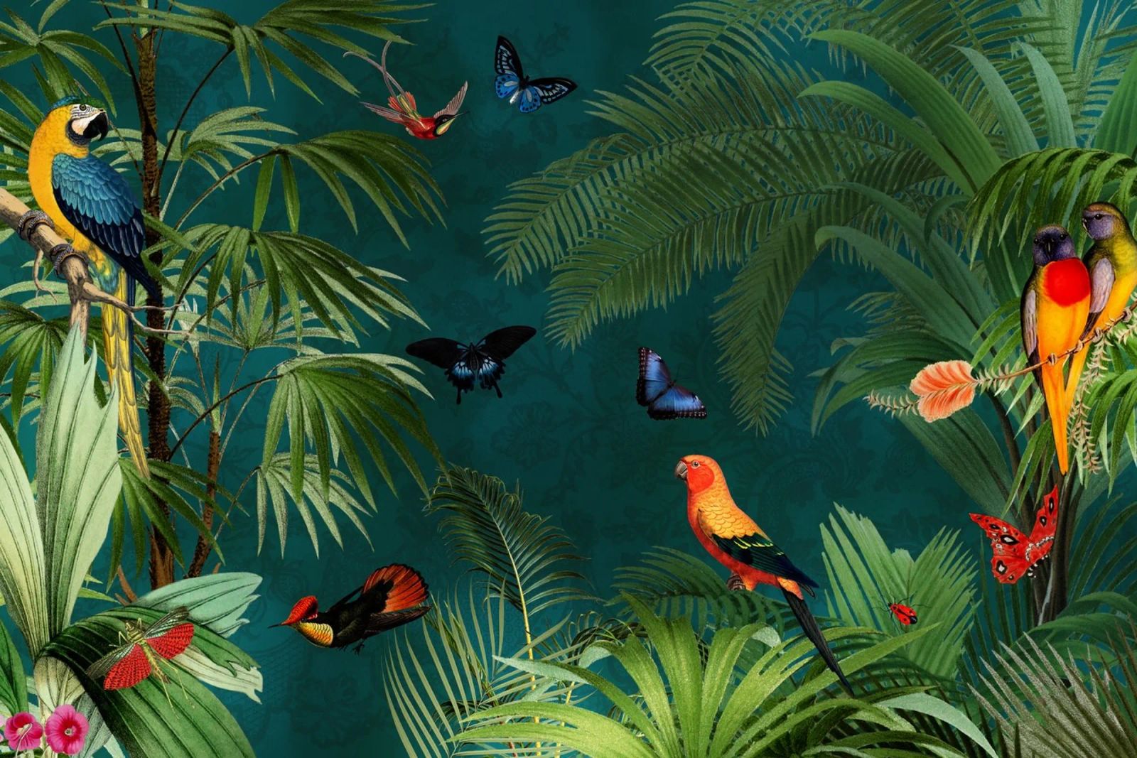 Mystic Vintage Jungle with Parrots, Hummingbirds & Foliage poster by Vintage World - Uta Naumann