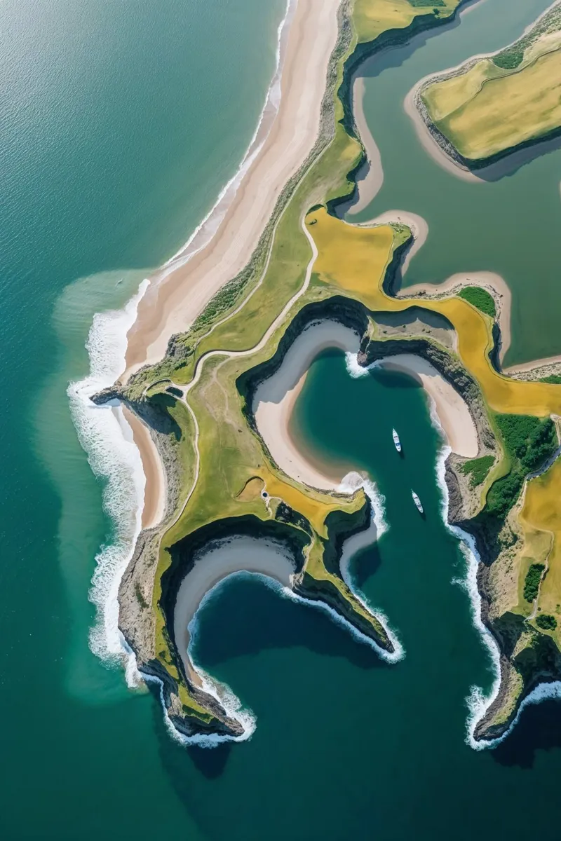 Nature’s Canvas – Sylt from Above poster con telaio in alluminio da AlbertKlee