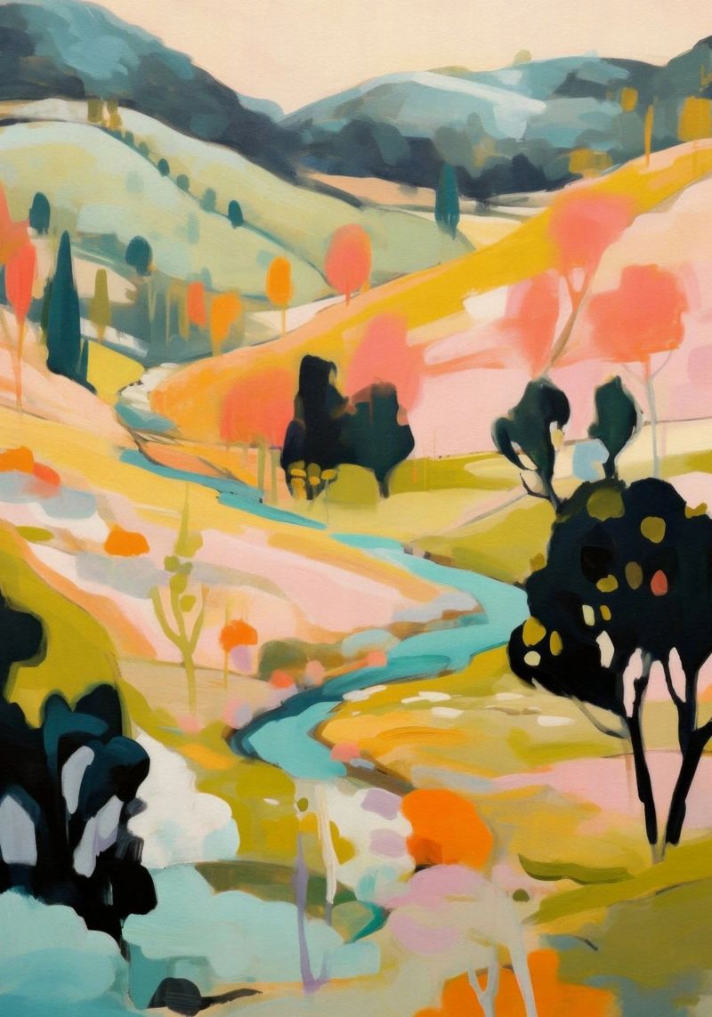 Goldener Sommerstrom - Abstraktes impressionistisches Gemälde Poster von Modern Muse