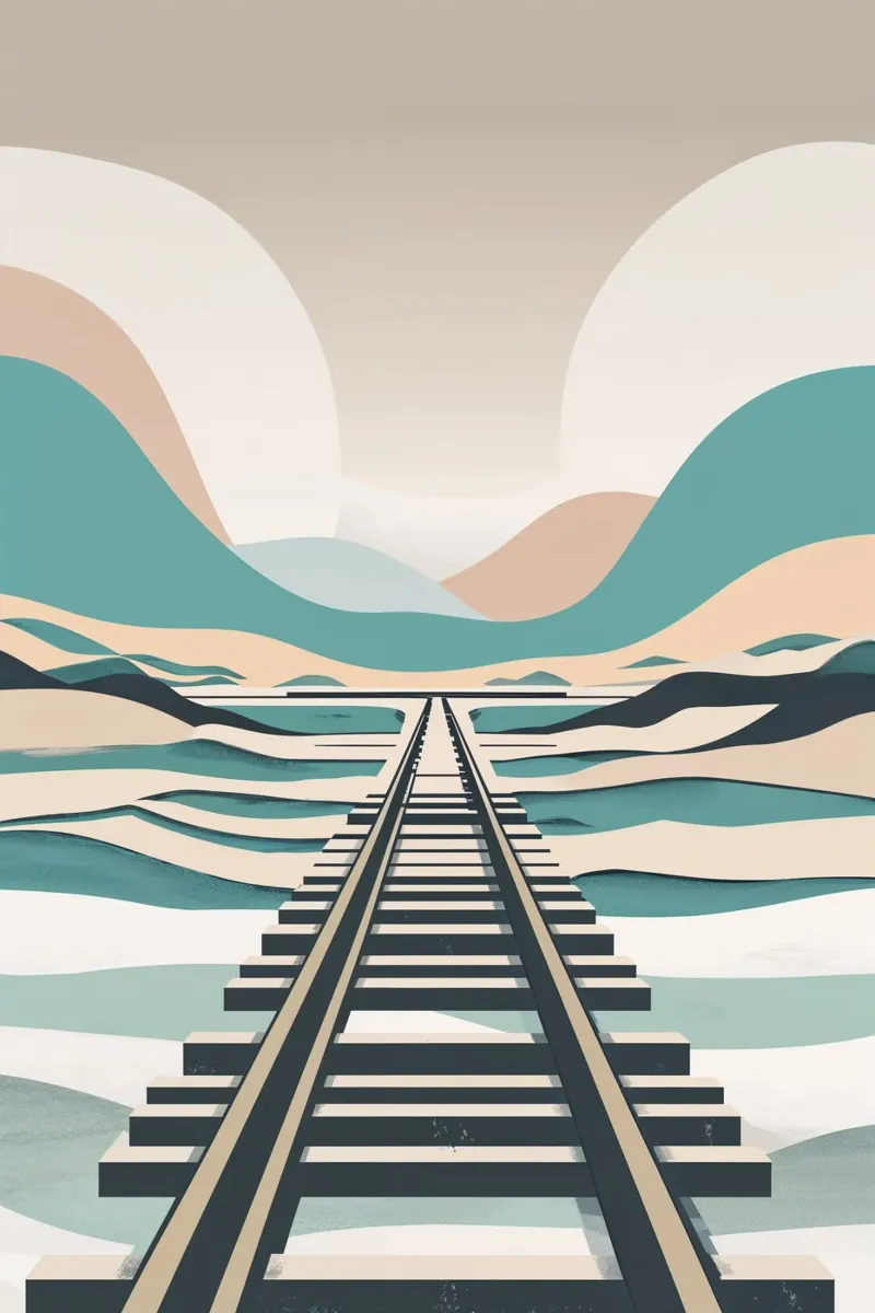 Abstract Vision of Sylt’s Railway Through the Dunes carta hahnemühle da AlbertKlee
