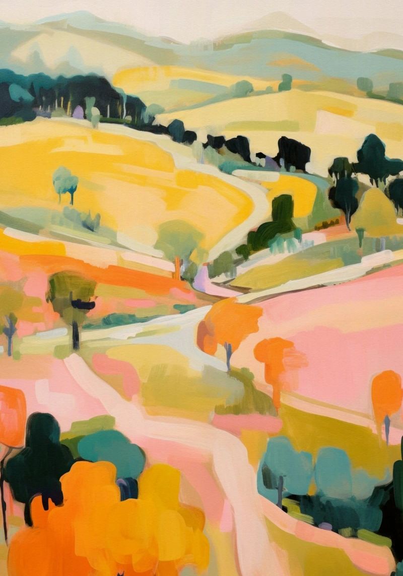 Blush Summer Trails - Abstrakt-impressionistische Landschaft Poster von Modern Muse