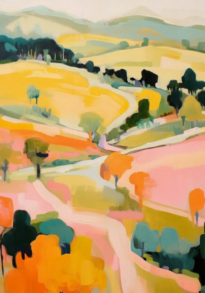 Blush Summer Trails - Abstract impressionistisch landschap backlit folie van Modern Muse